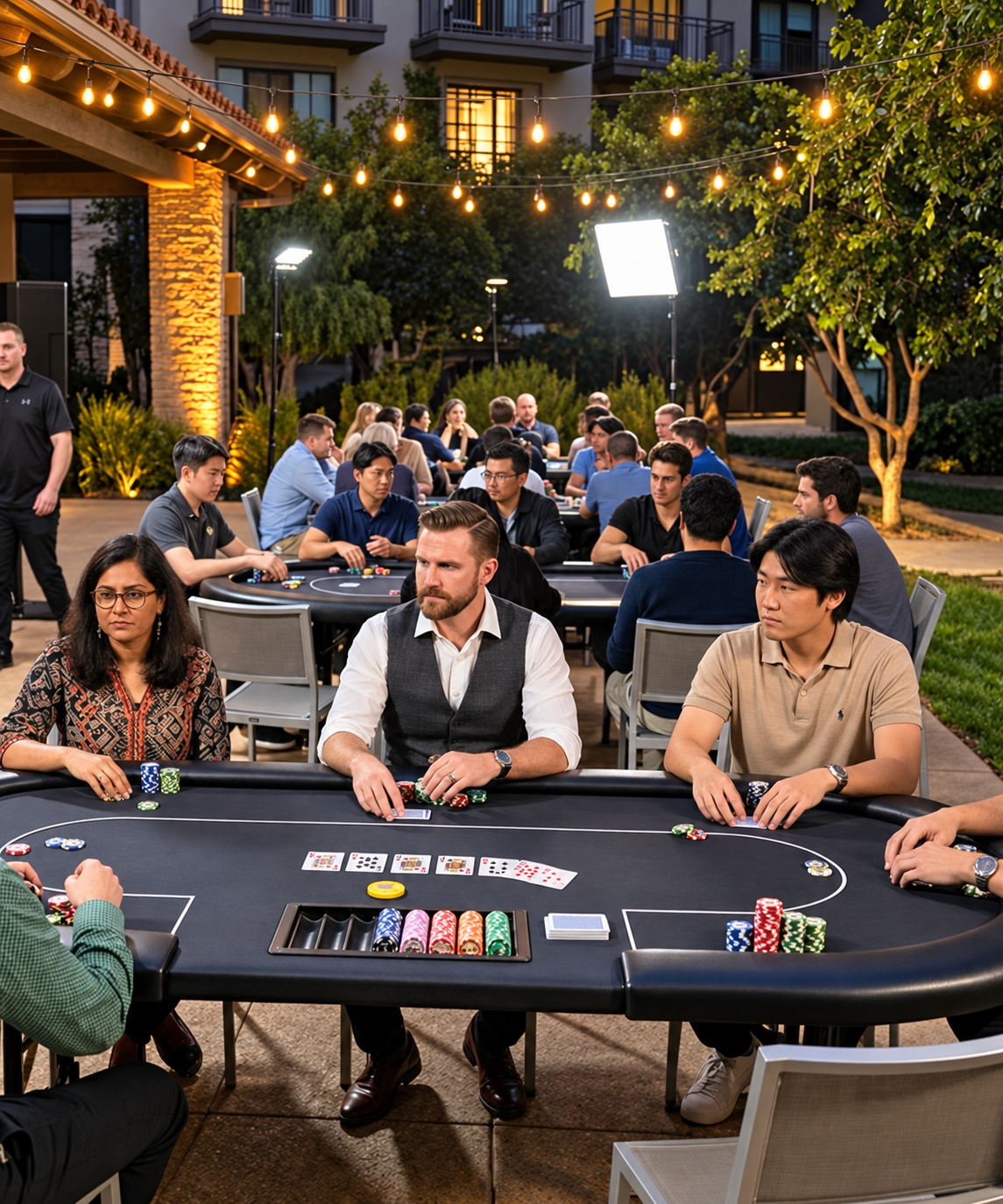 Guests participating in a Las Vegas Poker Training corporate poker tournament.